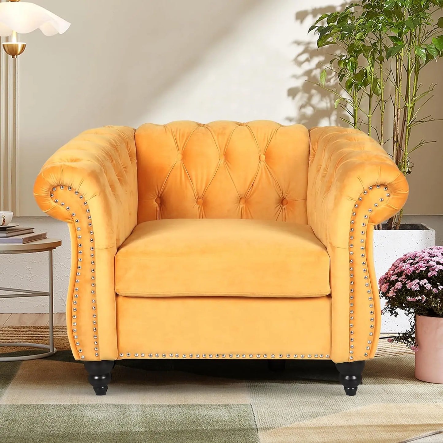 Accent Sofa Chair for Living Room, Modern PU Leather Upholstered Armchair, Oversized Comfy Single Sofa Chair, Customized