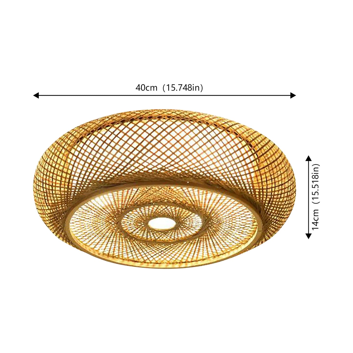 50cm Bamboo Woven Ceiling Light - 48W LED Drum Pendant Lamp, E26 Base for Living Room/Bedroom, 110V Natural Style