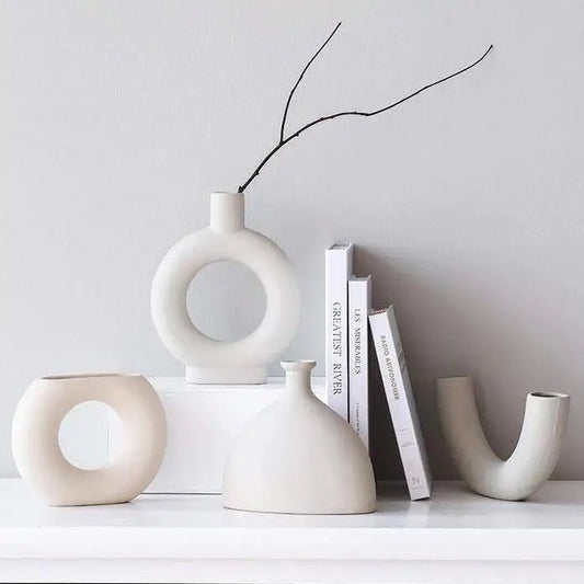 Circular Minimalist Ceramic Vase Handmade Home Decor