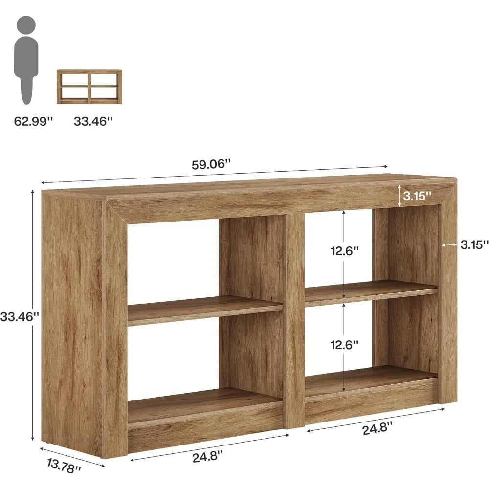 Farmhouse Console Table, Hallway Table for Entryway, Wood Console Behind Couch for Living Room, Hallway, Foyer, Oak