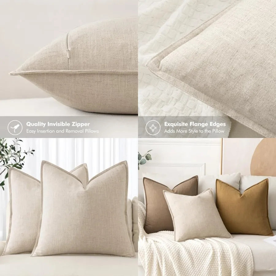 Decorative Pillow Covers Boho Farmhouse Neutral Pack Of 2