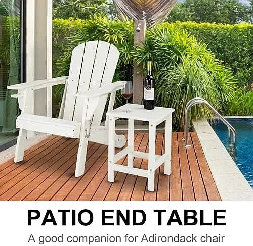 VINGLI HDPE Adirondack Side Table Weather Resistant Indoor Outdoor Patio End Table for Living Room Garden Decor