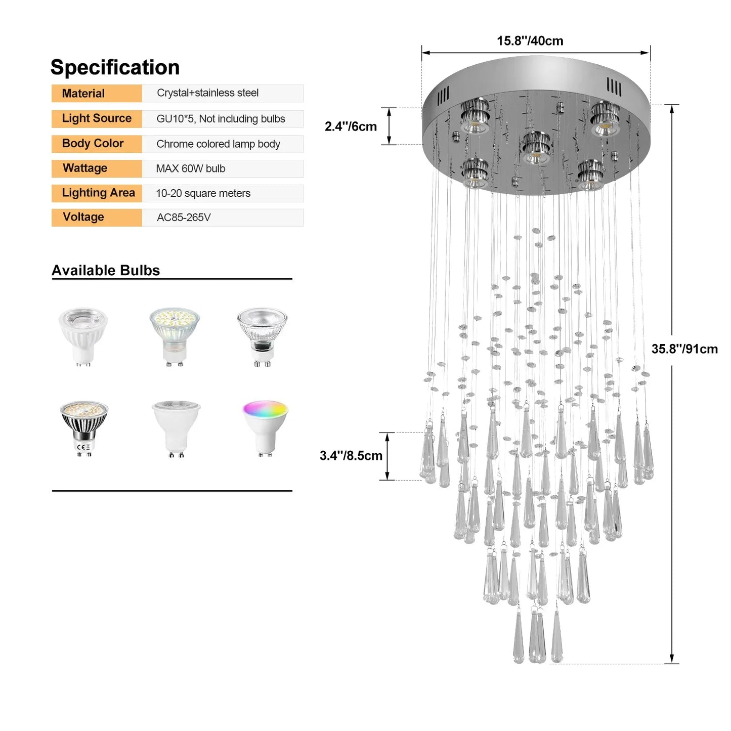 Raindrop Led Crystal Pendant Light Modern Luxury Chandelier Living Dining Room Ceiling Lamps House Decor Lustre Hanging Fixtures