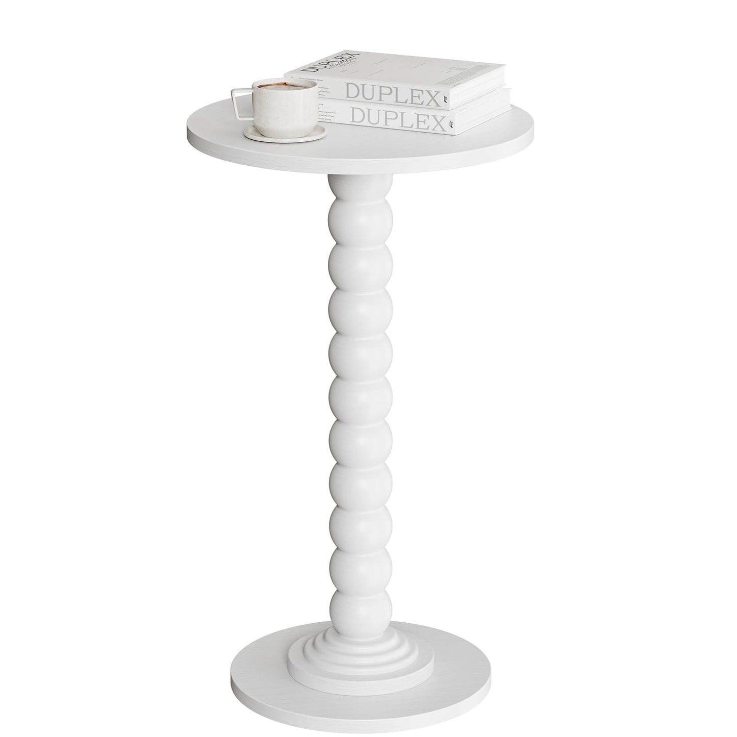 JHK 12IN Round Side Table Coffee Tables For Living Room End Table with Solid Wood Leg Storage Shelf for Home Small Spaces