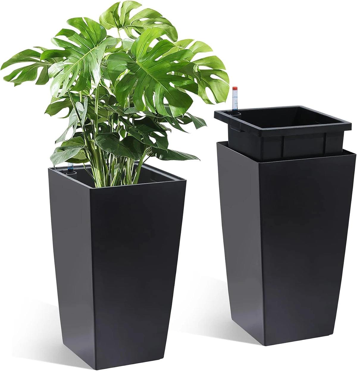 Twister Ck Rectangular Planter Set With Drainage And Water Monitor
