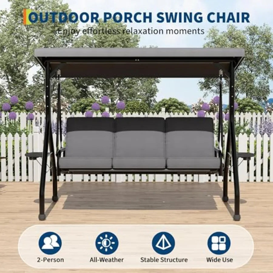 2-in-1 Patio Swing Chair -Grey