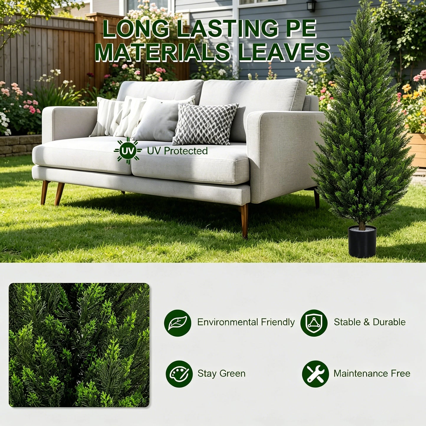 Artificial Cedar Topiary Trees 2/3/4/5/6FT Tall, 1PC/2PCS Faux Pine Cypress Shrubs, Lifelike Fake Plants for Indoor Outdoor Front Porch Home Decor, Christmas Holiday Decoration