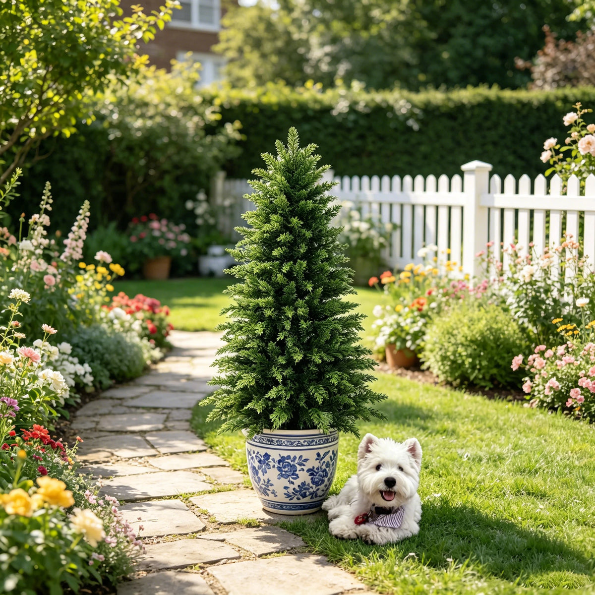 Realistic Cedar Topiary Tree For Outdoor Patio Garden Decor