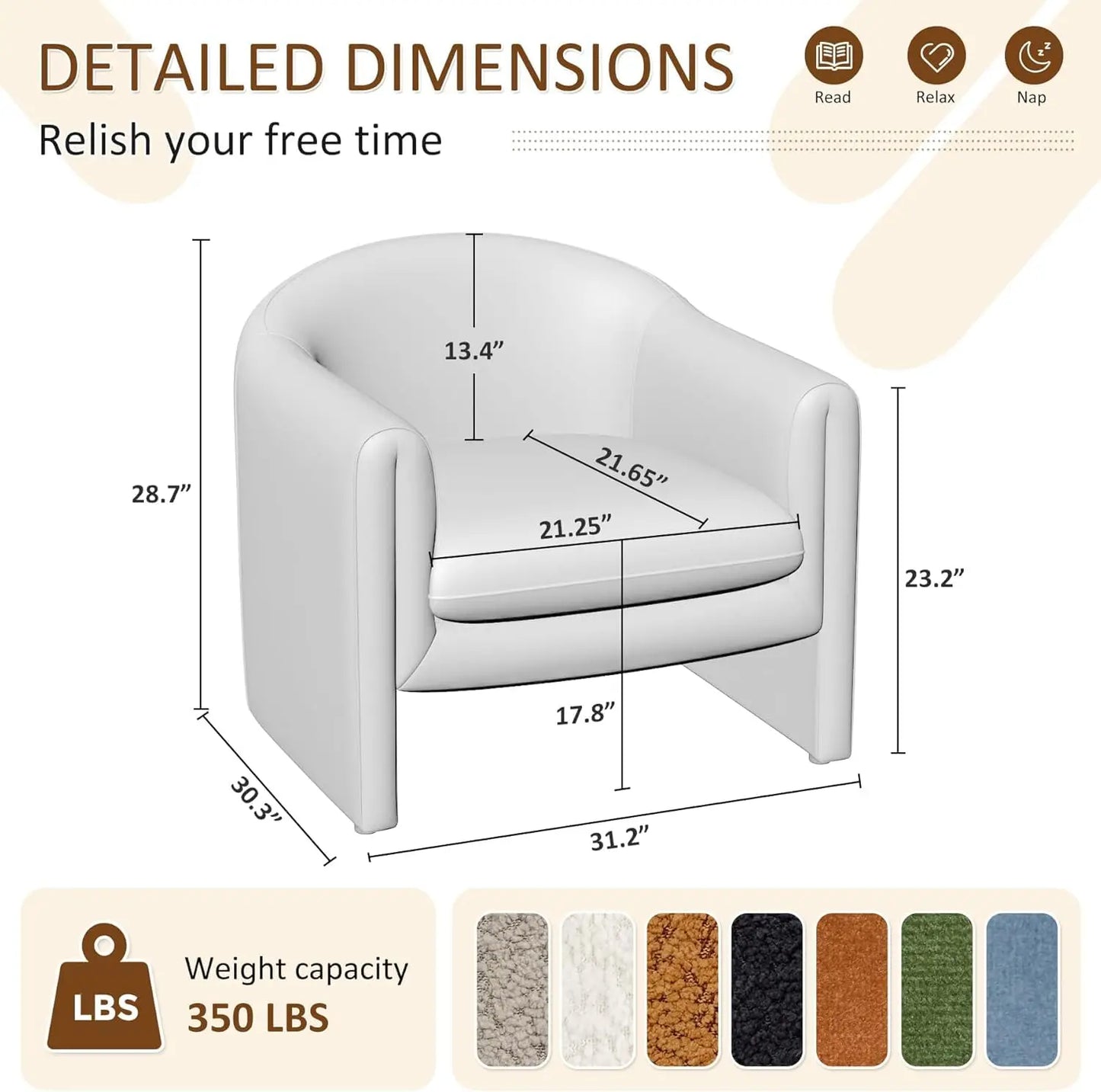 31.2" Accent Chair, Modern Upholstered Living Room Chairs, Comfy Single Sofa Chair for Office, Bedroom, Waiting, Customized