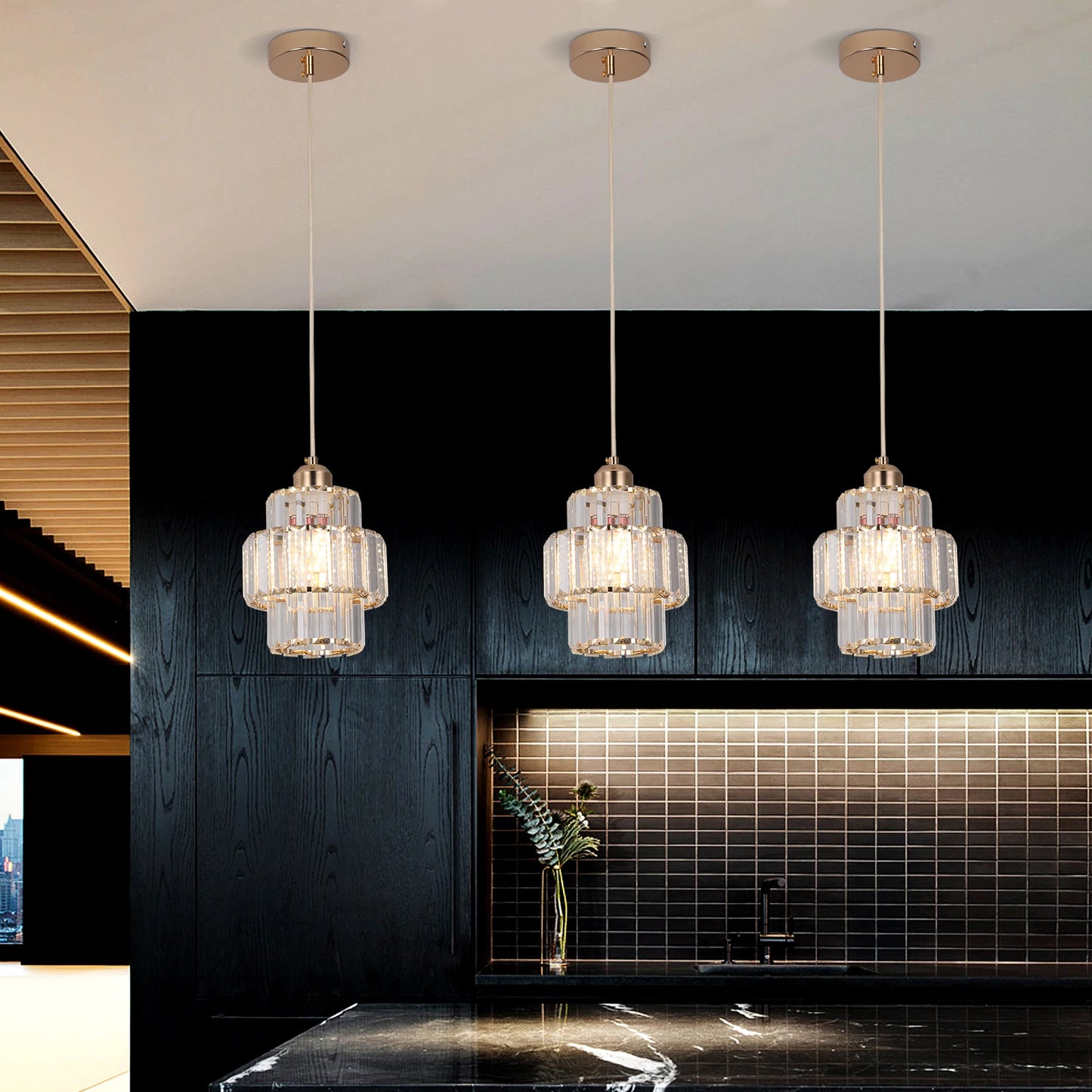 Led Crystal Pendant Light Green Chandelier Modern Hanging Ceiling Lamp Fixture Aisle Dining Room Kitchen Island Retro Home Decor