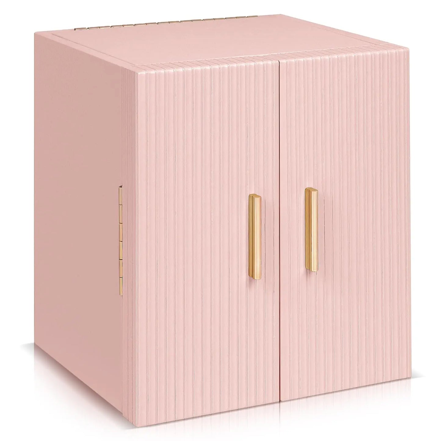 Dajasan Large Jewelry Box Organizer, Jewelry Storage Organizer with 3 Drawers, Huge Jewelry Box with Mirror for Women Girls, Double Door, Textured PU Leather, Gift Idea, Stylish (White + Gold)