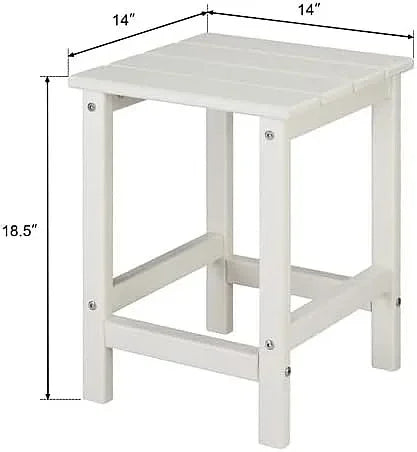 VINGLI HDPE Adirondack Side Table Weather Resistant Indoor Outdoor Patio End Table for Living Room Garden Decor