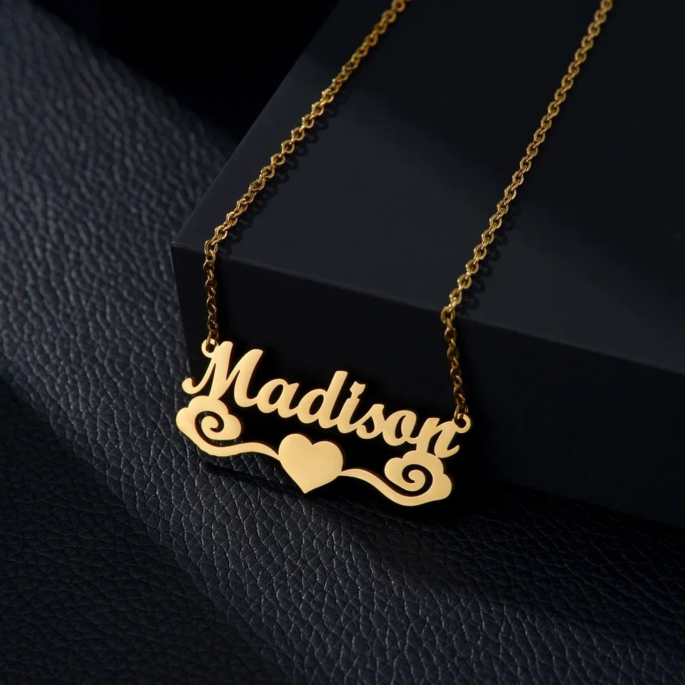New Custom Name Necklaces Personalized Fashion Stainless Steel Bottom Decoration Pendant Heart Letter for Women Jewelry