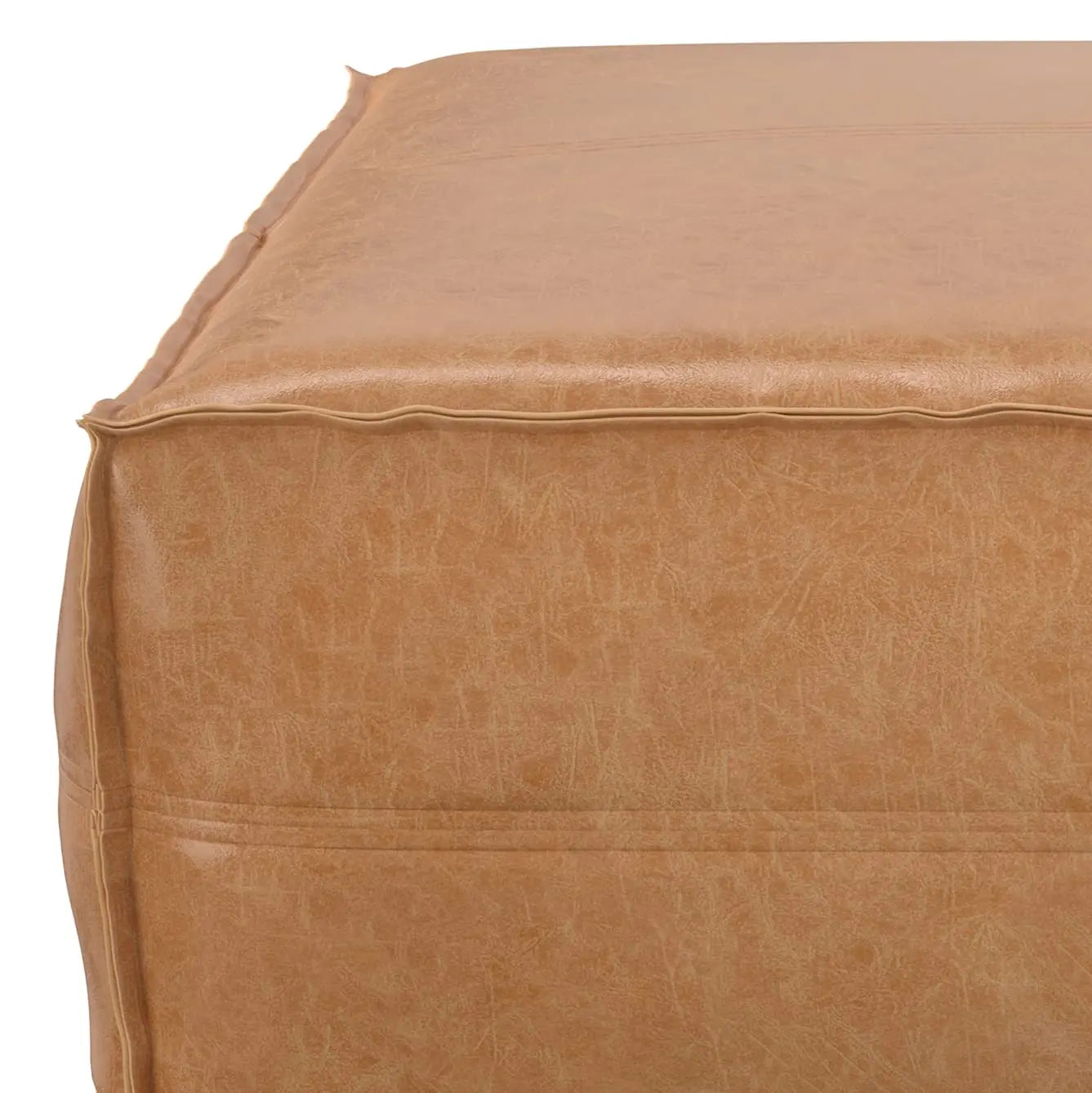 Extra Large Upholstered Vegan Leather Ottoman Pouf 36 inch Wide Square Footstool Coffee Table Living Room Seating, Customized