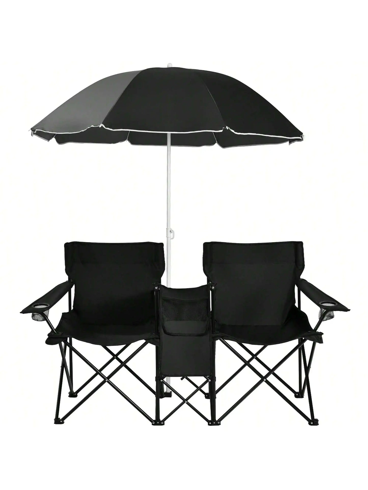 Folding Picnic Double Chair W/Umbrella Table Cooler Beach Camping Turquoise\Black\Red\Gray