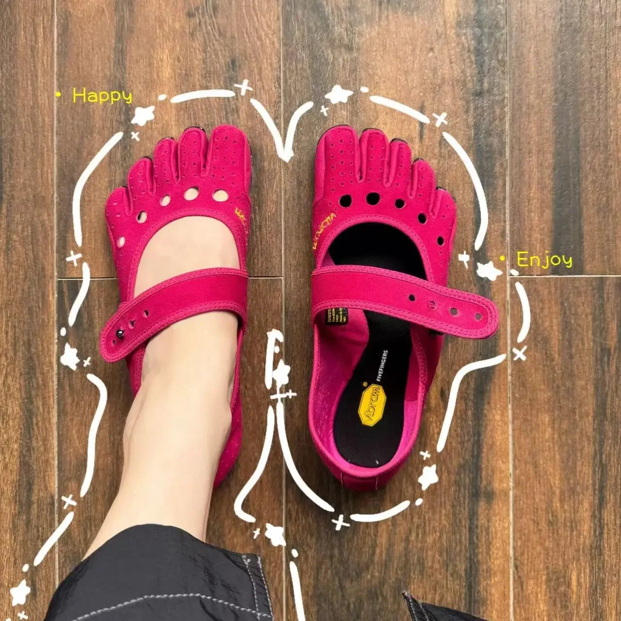 Five Finger Barefoot Sneakers Hollow Out Breathable Adjustable Strap Anti-slip Footwear For Fitness Outdoor