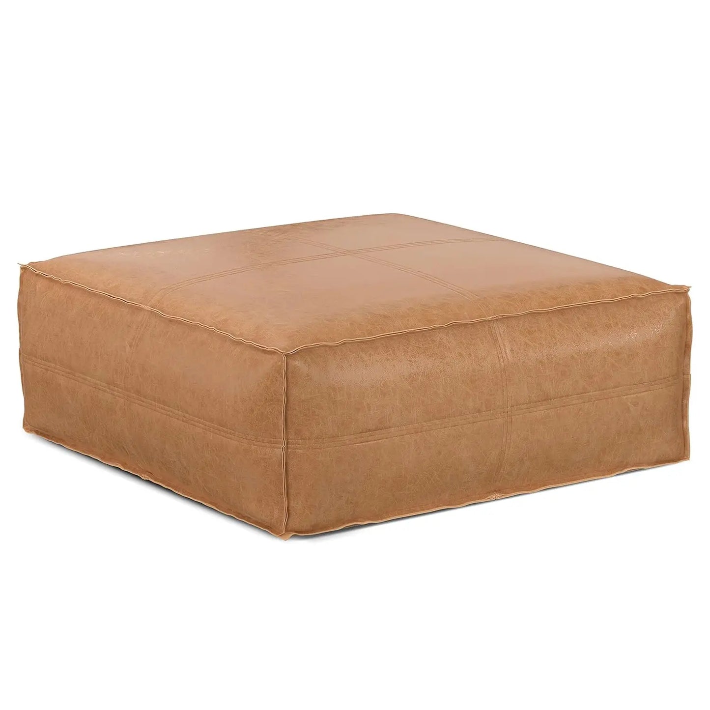 Extra Large Upholstered Vegan Leather Ottoman Pouf 36 inch Wide Square Footstool Coffee Table Living Room Seating, Customized