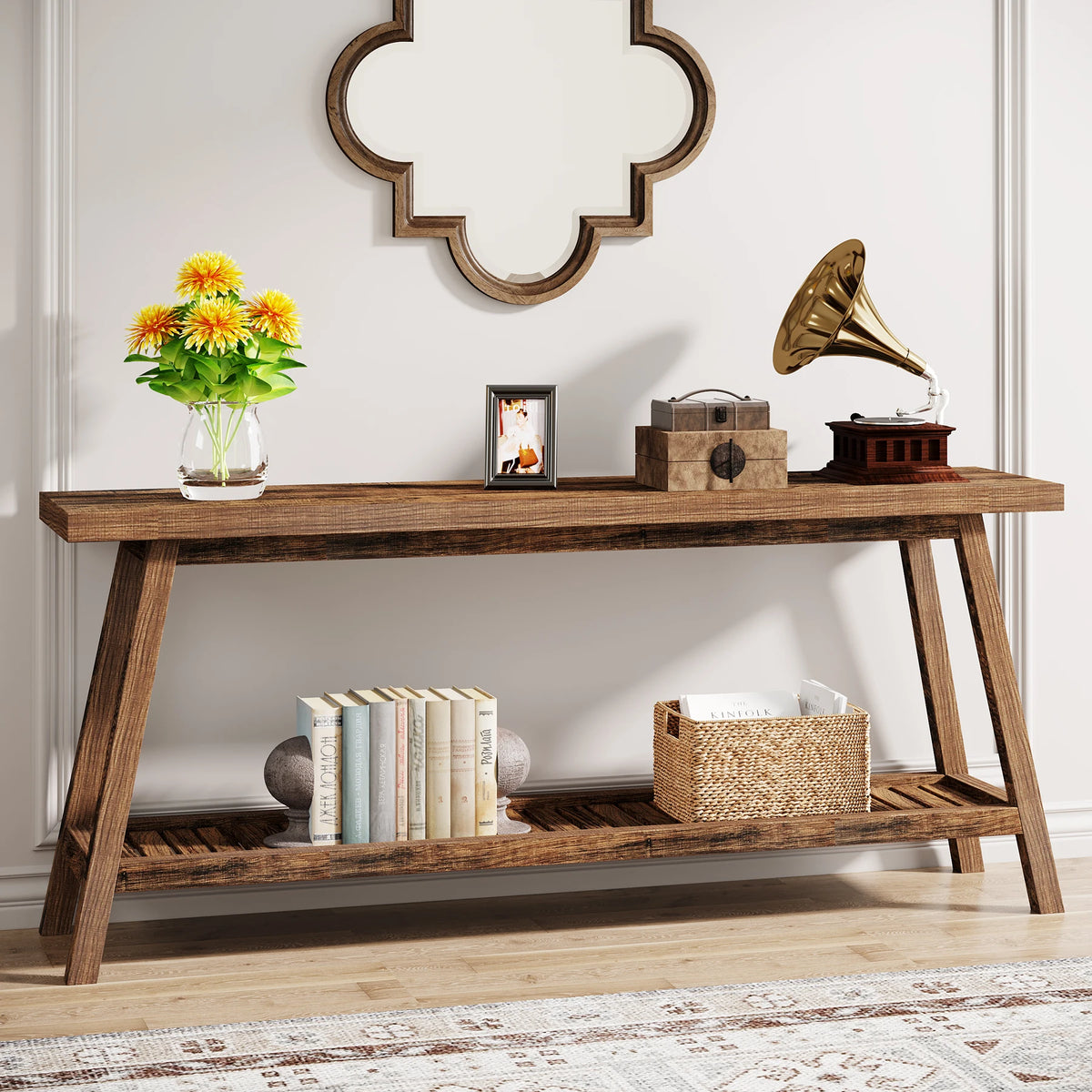 Tribesigns Wood Console Table Provides Reliable Dual Storage Shelves Today