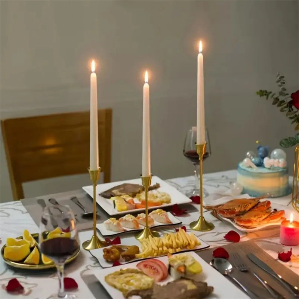 Romantic Gold Candlestick Set Metal Taper Holders For Home Decor