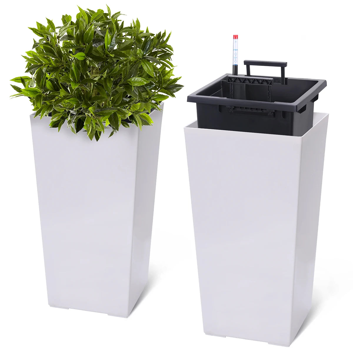 Twister Ck Rectangular Planter Set With Drainage And Water Monitor