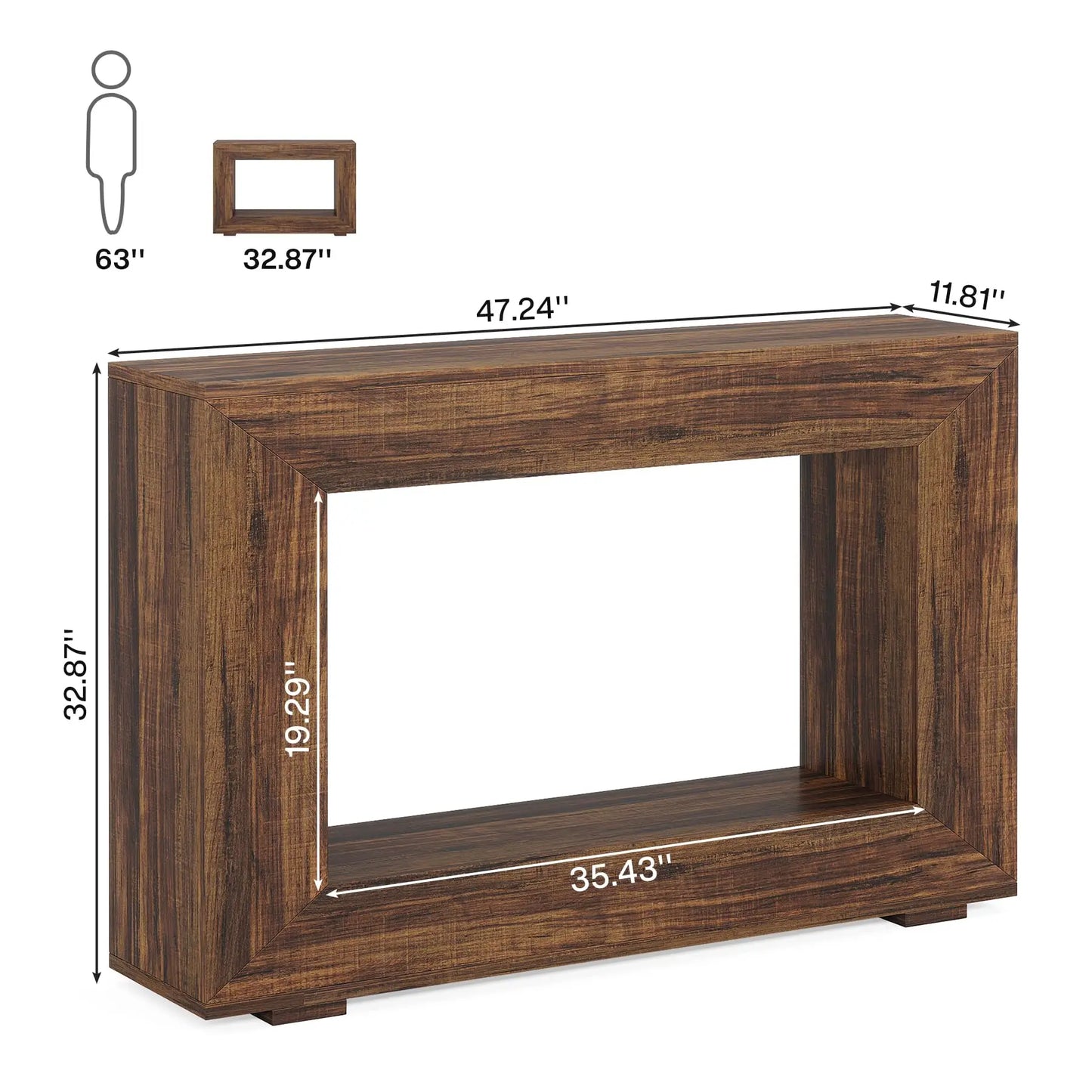 Tribesigns 47" Farmhouse Console Table with Storage, Industrial Hallway Sofa Table for Entryway, Living Room