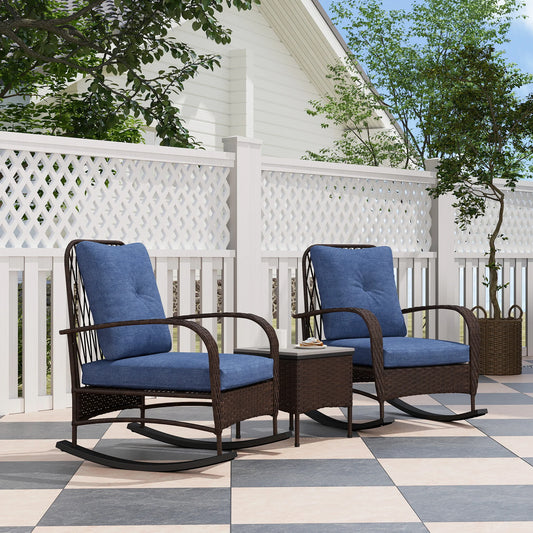 Outsunny All Weather Patio Rocking Chair Set With Coffee Table