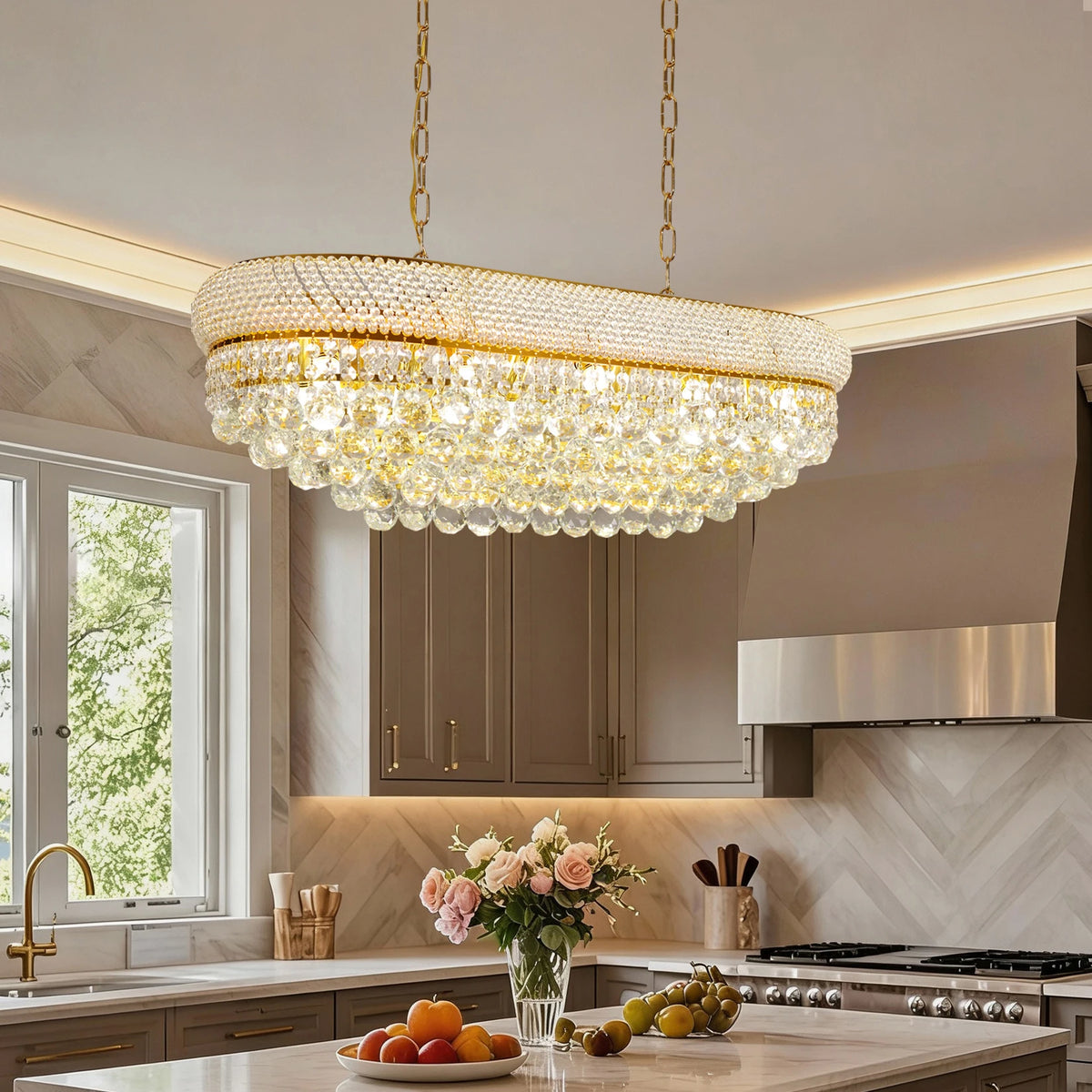 Vrygle 10 Light Rectangular Crystal Chandelier Ceiling Light