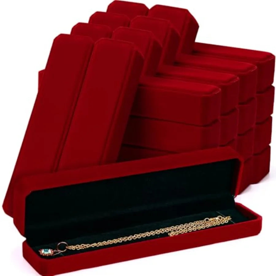 24 Pcs Velvet Bracelet Box Bulk Mother's Day Jewelry Chain Necklace Box Bracelet Storage Case Long Jewelry Case for Wedding Dis