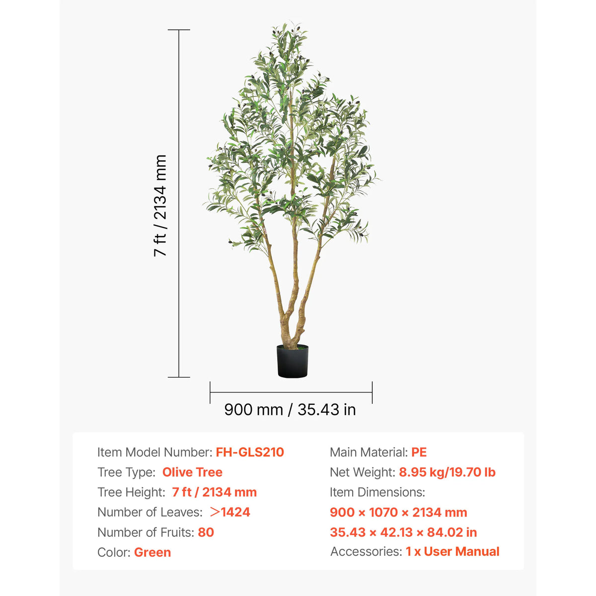 VEVOR 5/6/7/8FT Artificial Tree Tall Faux Ficus Plant with Natural Wood Trunk and Realistic Green Leaves for Home Living Room