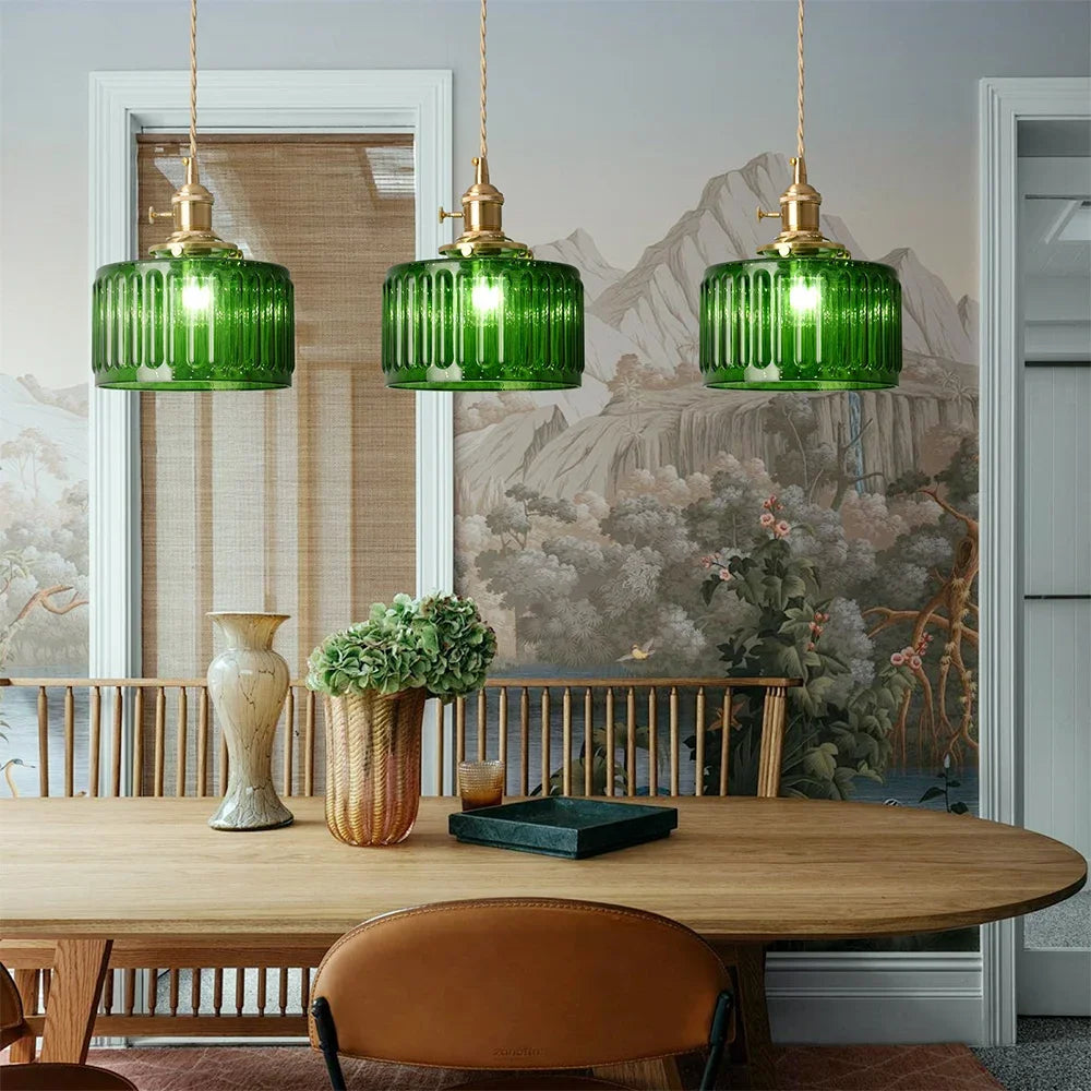 Led Crystal Pendant Light Green Chandelier Modern Hanging Ceiling Lamp Fixture Aisle Dining Room Kitchen Island Retro Home Decor