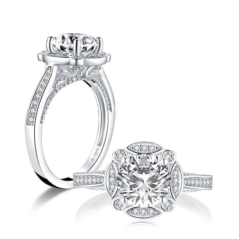 OXTAO Luxury Women Ring Real 925 Sterling Silver Zircon Engagement Ring Wedding Band Jewelry For Bridal Valentine's Day Gift