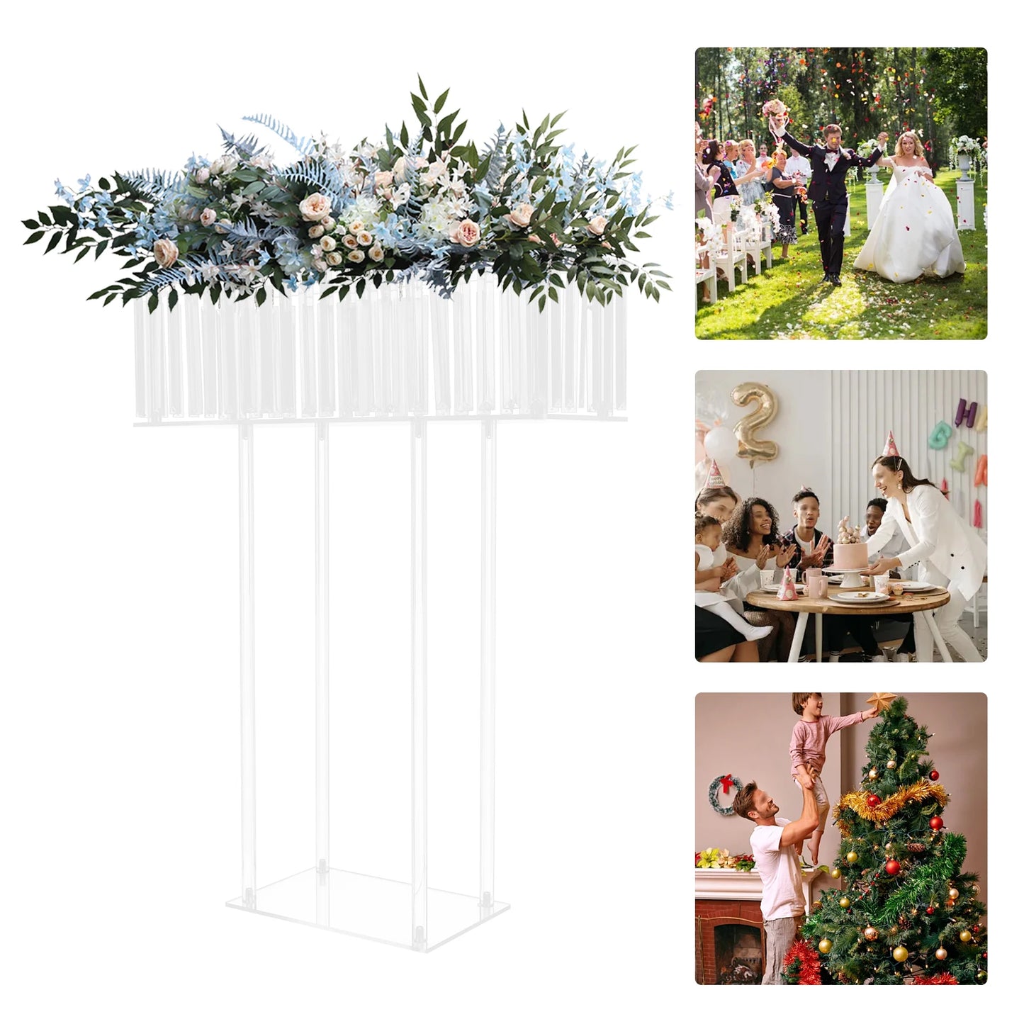 Acrylic Flower Stand Wedding Flower Stand 5kg Load-Bearing Capacity for Wedding, Parties, Birthdays, Celebrations, Home Decor