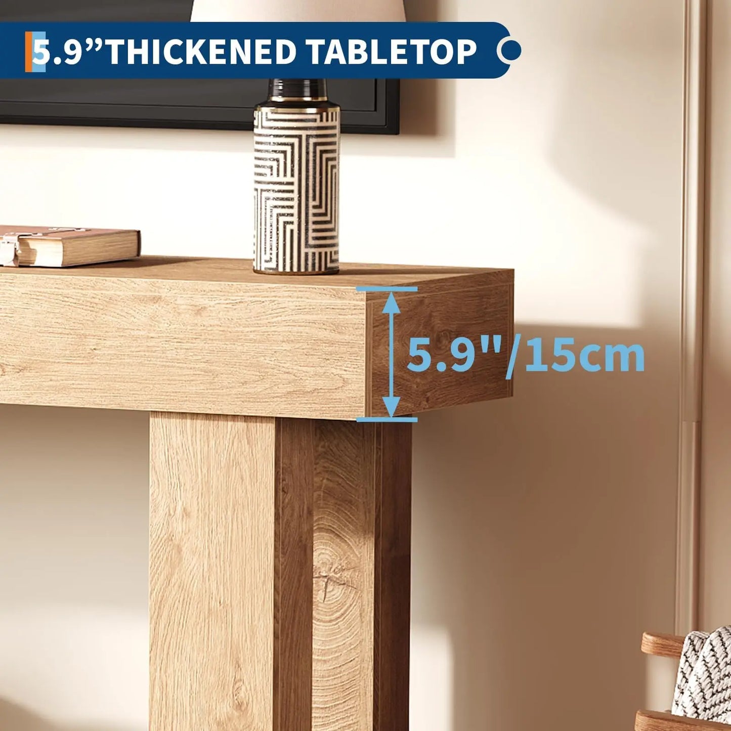 63 Inch Narrow Console Table For Entryway, Farmhouse Sofa Table Behind Couch, Long Wooden Hallway Table For Living Room Bedroom