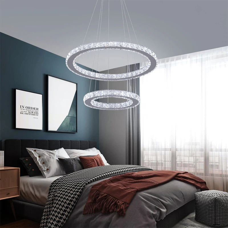 Led Crystal Ceiling Lamp Modern Pendant Light K9 Chandelier Triangle Chrome Plafonier Fixture Dining Living Room Decor Luminaire